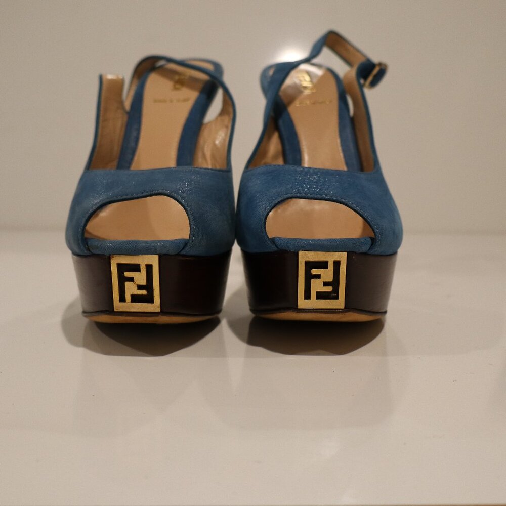 FENDI LOGO SLINGBACK PUMPS - Size 37.5
